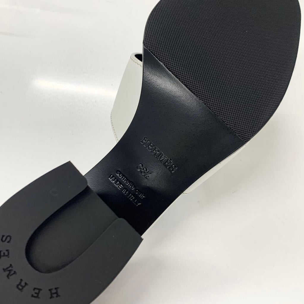 Hermes Area 60 Leather Sandals Mule White — view 9