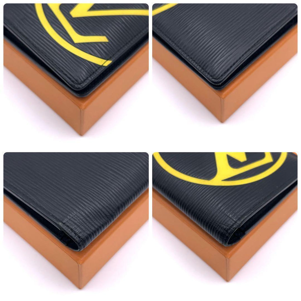 Louis Vuitton Epi Portefeuille Brazza Circle Black Yellow Wallet — view 8