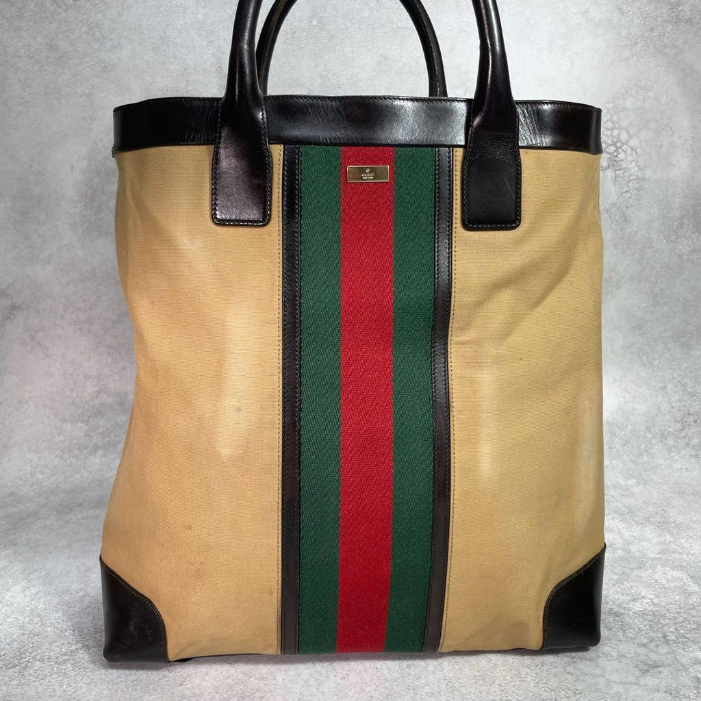 Gucci GG Sherry Line Tote Bag Brown Logo — view 2