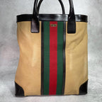 Gucci GG Sherry Line Tote Bag Brown Logo — view 2