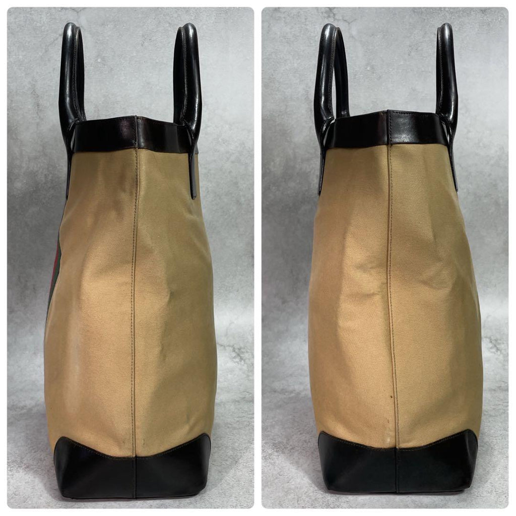 Gucci GG Sherry Line Tote Bag Brown Logo — view 7