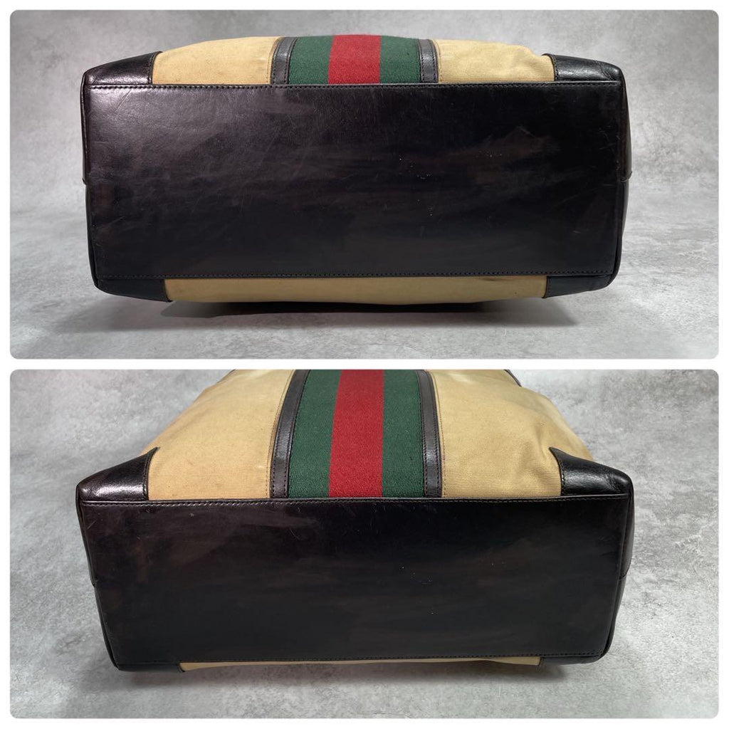 Gucci GG Sherry Line Tote Bag Brown Logo — view 8