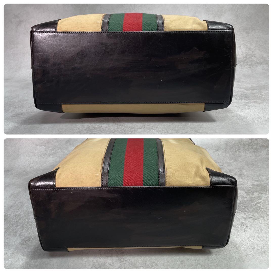 Gucci GG Sherry Line Tote Bag Brown Logo — view 8