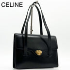 Celine Carriage Triomphe Leather Tote Vintage Black