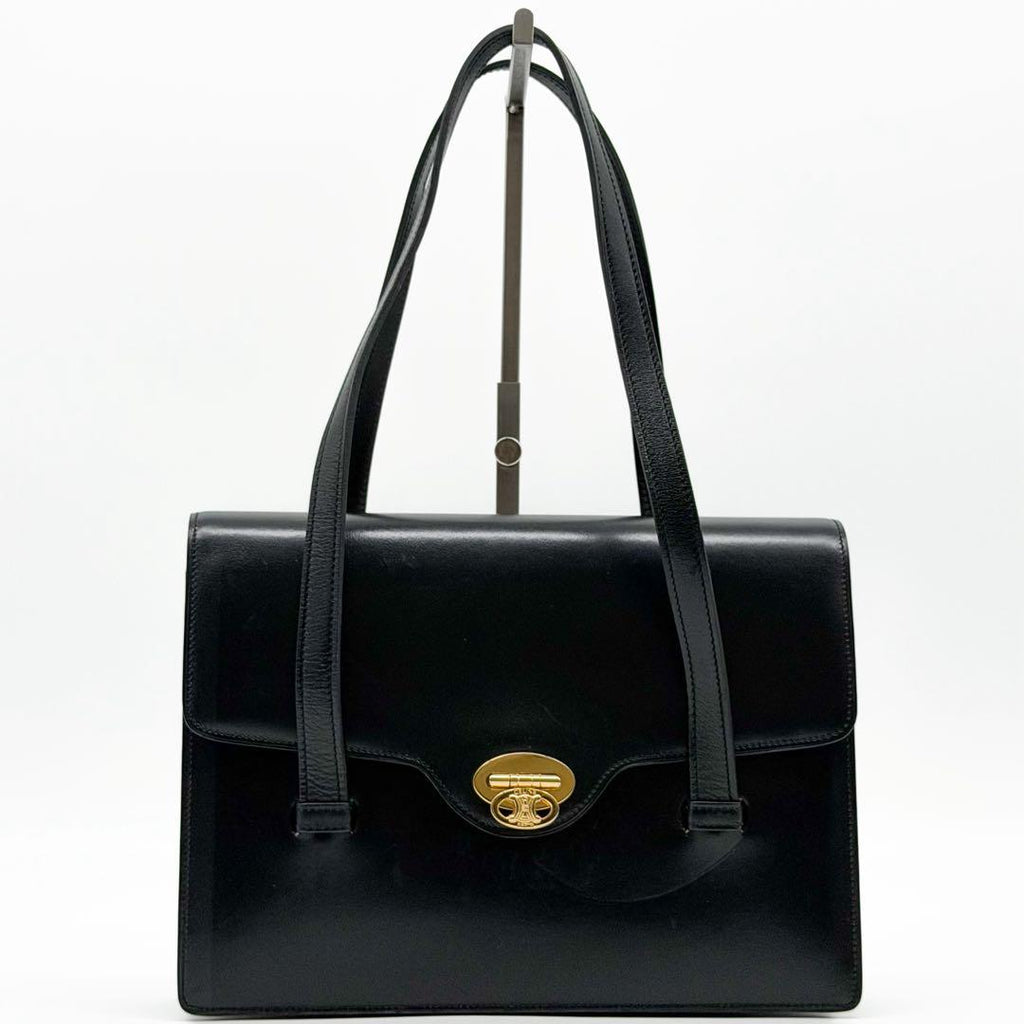 Celine Carriage Triomphe Leather Tote Vintage Black — view 2