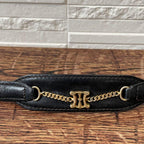 Celine Leather Triomphe Logo Gold Belt Black — view 9