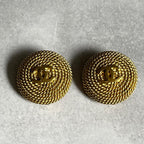 Chanel CC Logo Rope Design Metal Earrings Gold — view 2