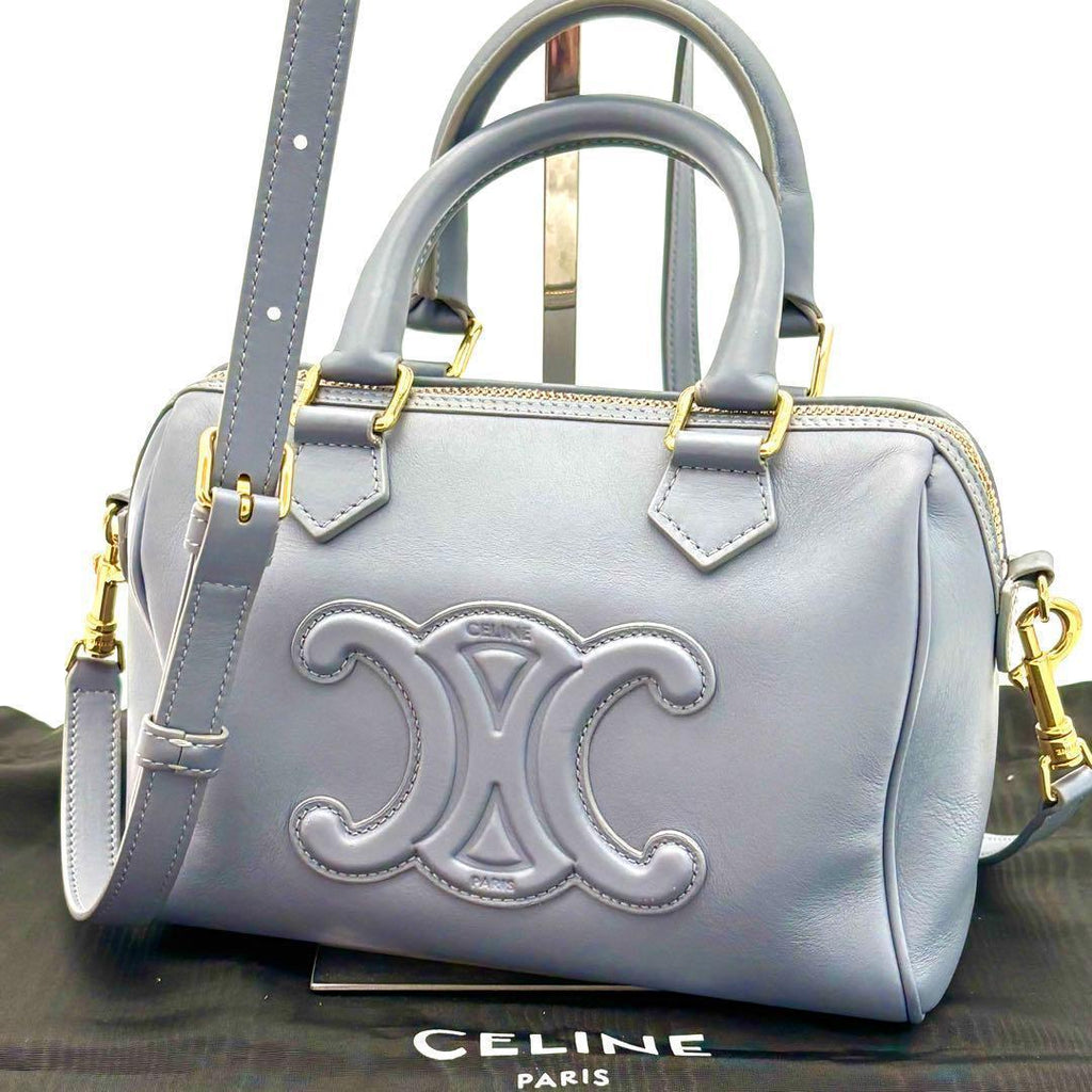 Celine Mini Boston Bag Cuir Triomphe Light Blue