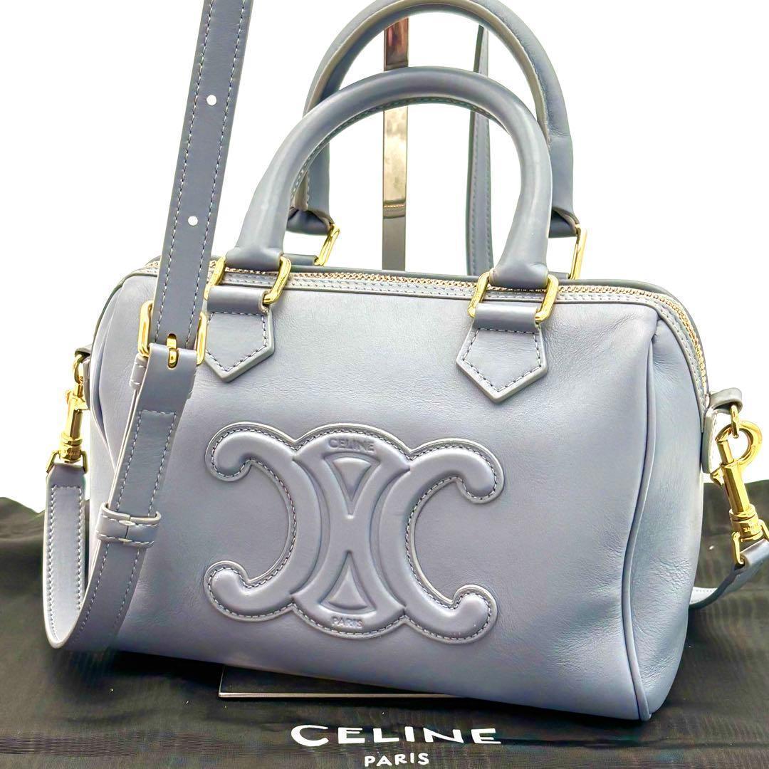 Celine Mini Boston Bag Cuir Triomphe Light Blue