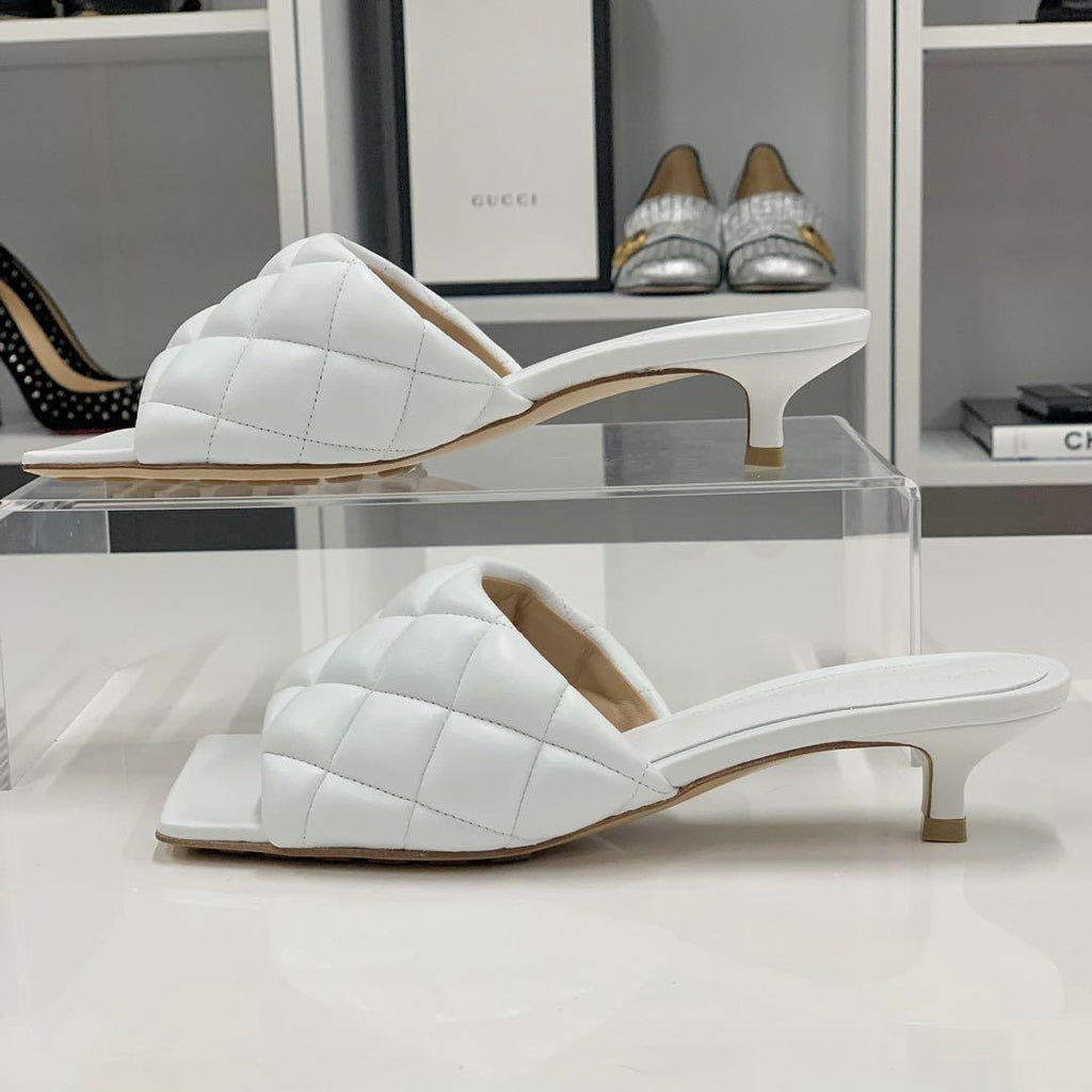 Bottega Veneta Lambskin Quilted Mules White — view 3
