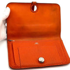 Hermes Wallet Dogon GM Taurillon Clemence Orange Silver — view 3