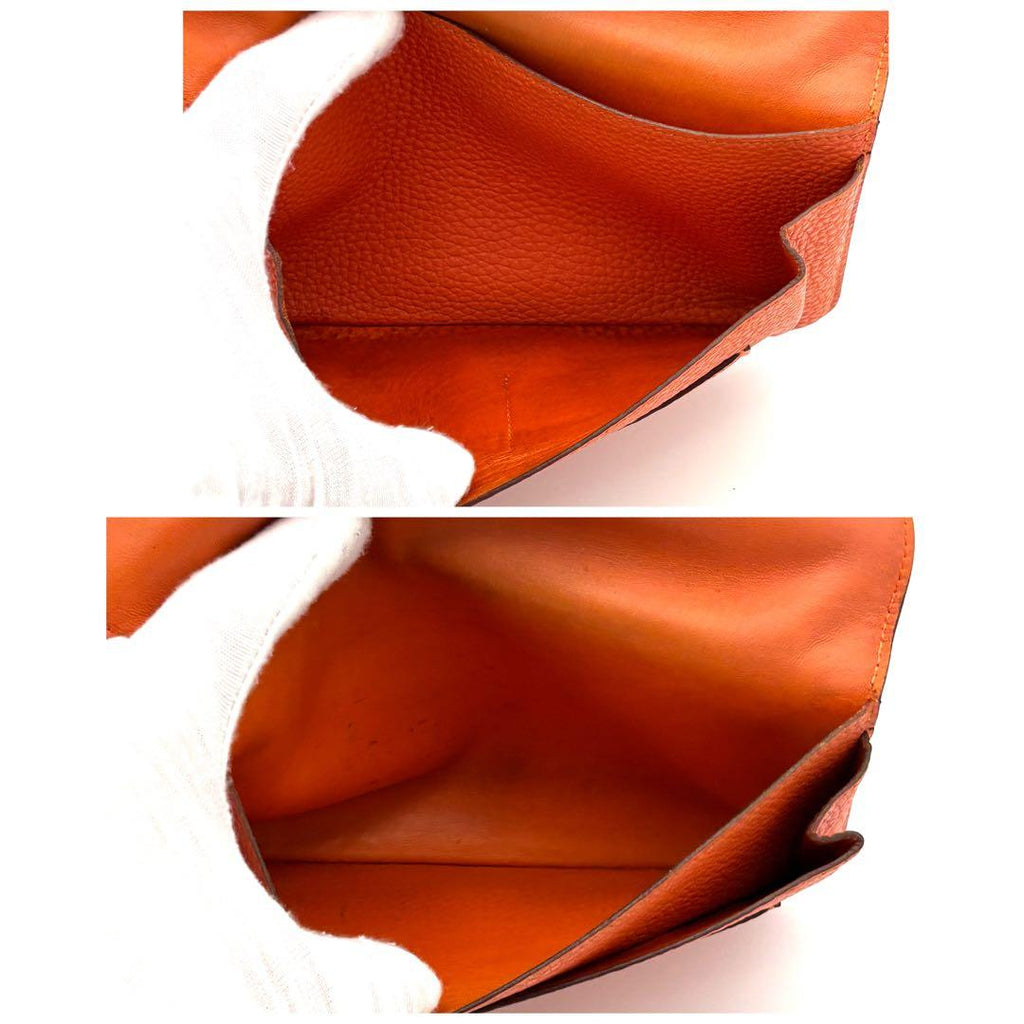 Hermes Wallet Dogon GM Taurillon Clemence Orange Silver — view 4