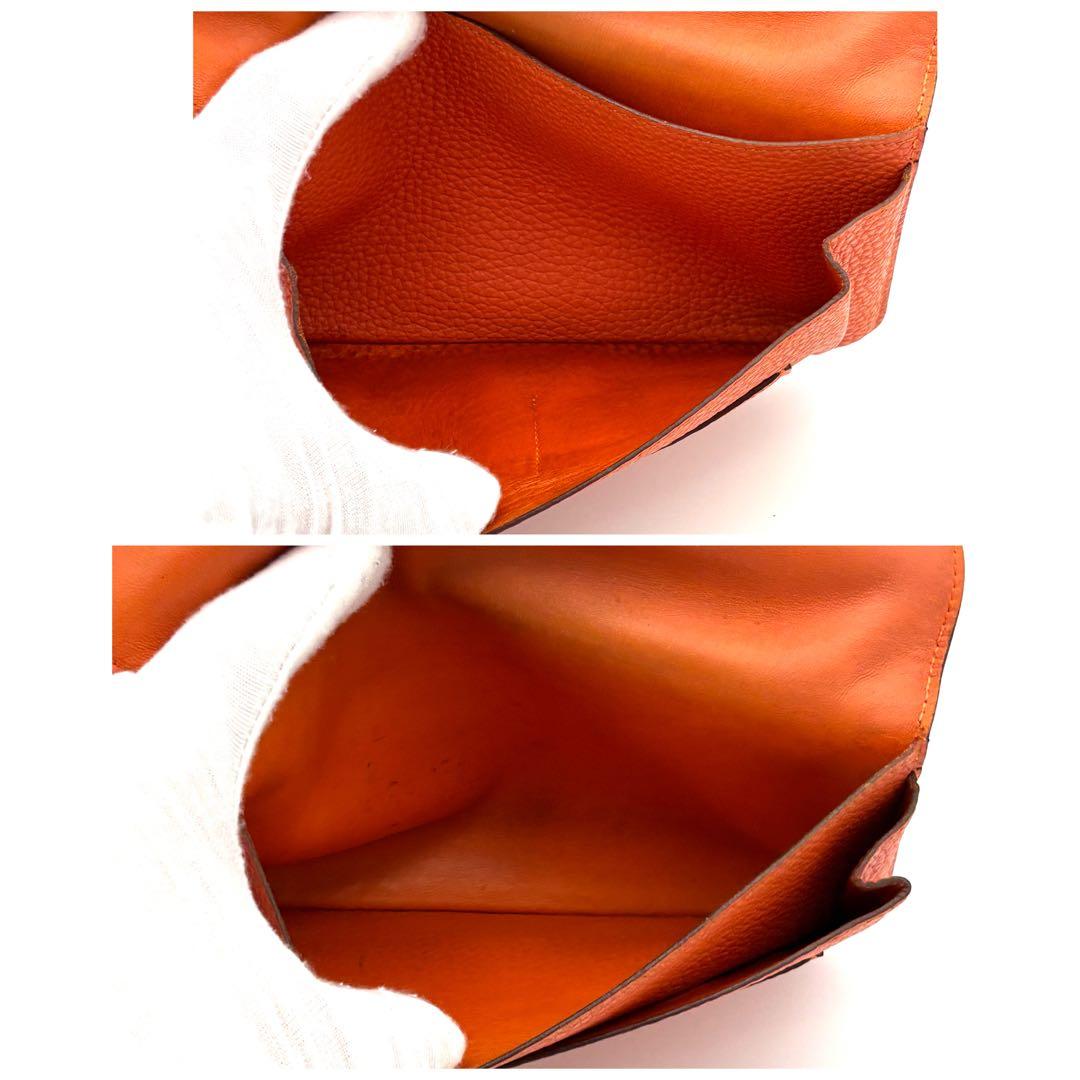 Hermes Wallet Dogon GM Taurillon Clemence Orange Silver — view 4