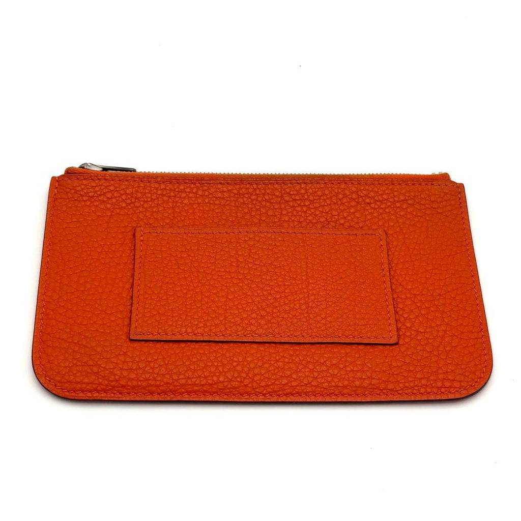 Hermes Wallet Dogon GM Taurillon Clemence Orange Silver — view 5