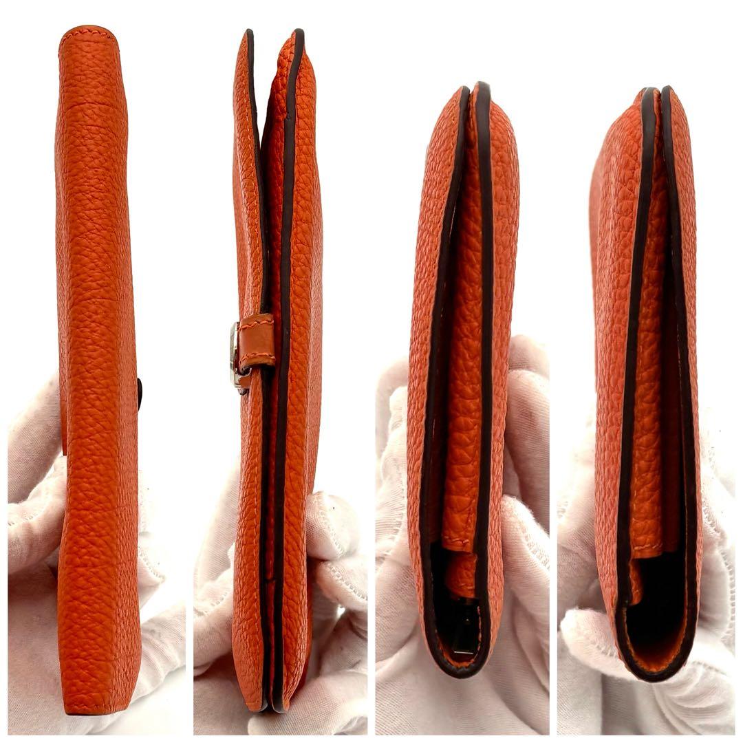 Hermes Wallet Dogon GM Taurillon Clemence Orange Silver — view 7