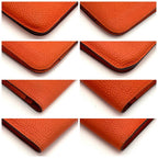 Hermes Wallet Dogon GM Taurillon Clemence Orange Silver — view 8
