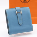 Hermes Bearn Rectoverso Trifold Wallet Blue Jean