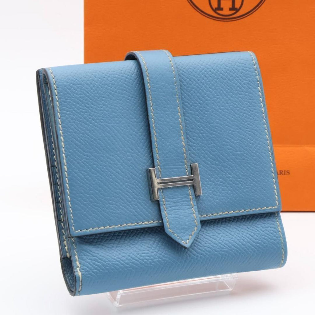 Hermes Bearn Rectoverso Trifold Wallet Blue Jean — view 5