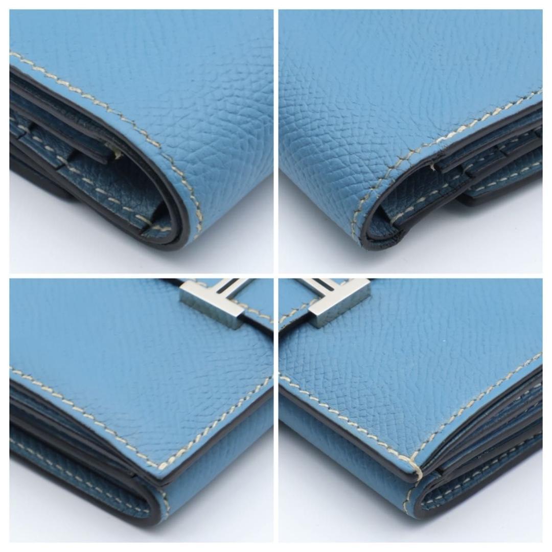Hermes Bearn Rectoverso Trifold Wallet Blue Jean — view 9