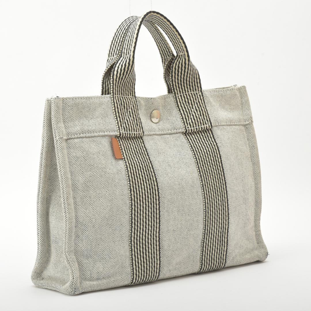 Hermes New Fourre Tout PM Handbag Canvas Gray Black