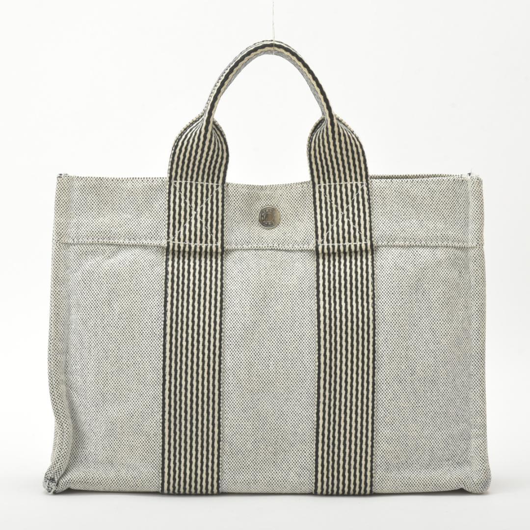 Hermes New Fourre Tout PM Handbag Canvas Gray Black