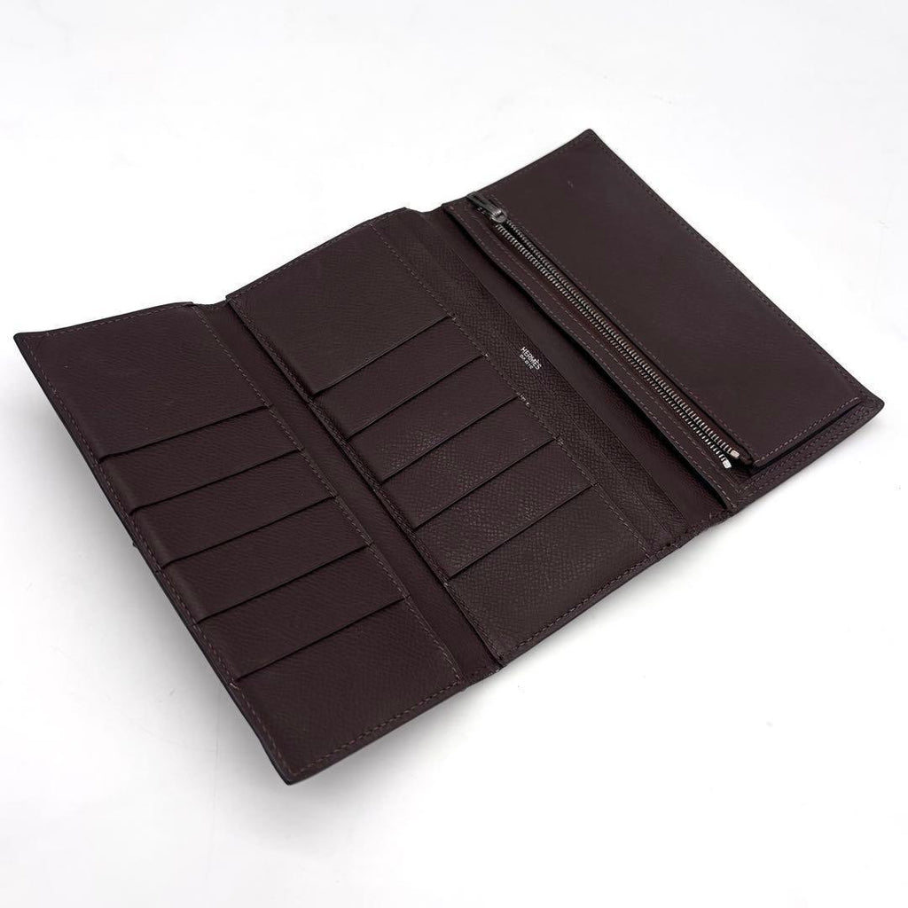 Hermes Bearn Dupri Trifold Wallet Black Chevre — view 3