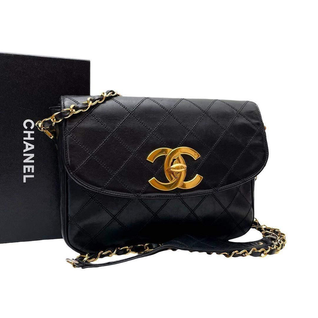 Chanel Bicolor Quilted Big CC Logo Chain Shoulder Bag