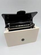 Chanel Acrylic Chain Shoulder Bag Black White — view 4