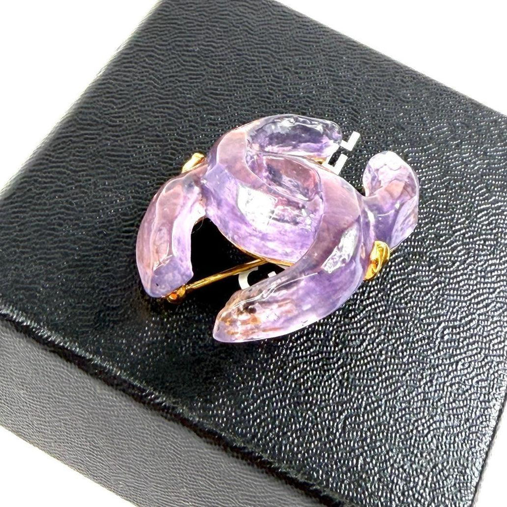 Chanel Brooch CC Logo Clear Purple — view 2