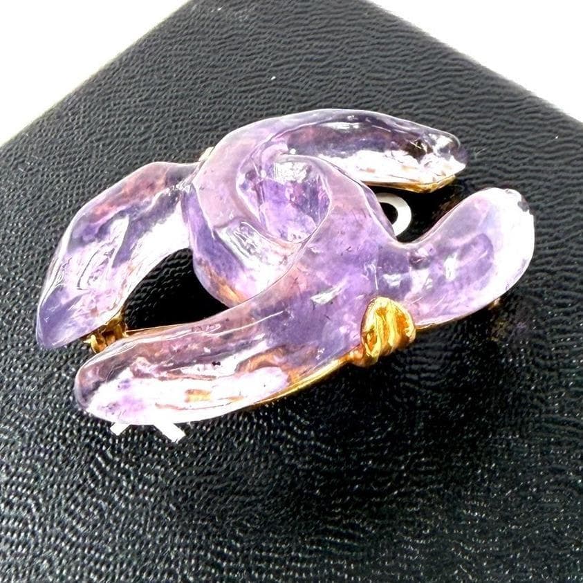 Chanel Brooch CC Logo Clear Purple — view 4