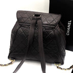 Chanel Quilted Backpack Black Lambskin Brown — view 2