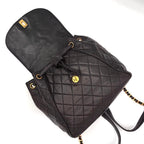 Chanel Quilted Backpack Black Lambskin Brown — view 3