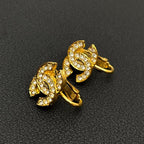 Chanel CC Logo Earrings Rhinestone Icon Gold — view 2