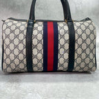 Gucci GG Sherry Line Boston Bag Navy Logo Leather — view 3
