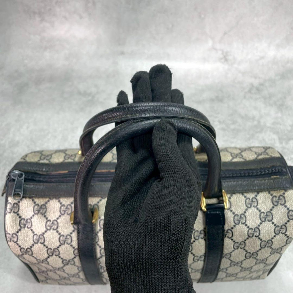 Gucci GG Sherry Line Boston Bag Navy Logo Leather — view 4