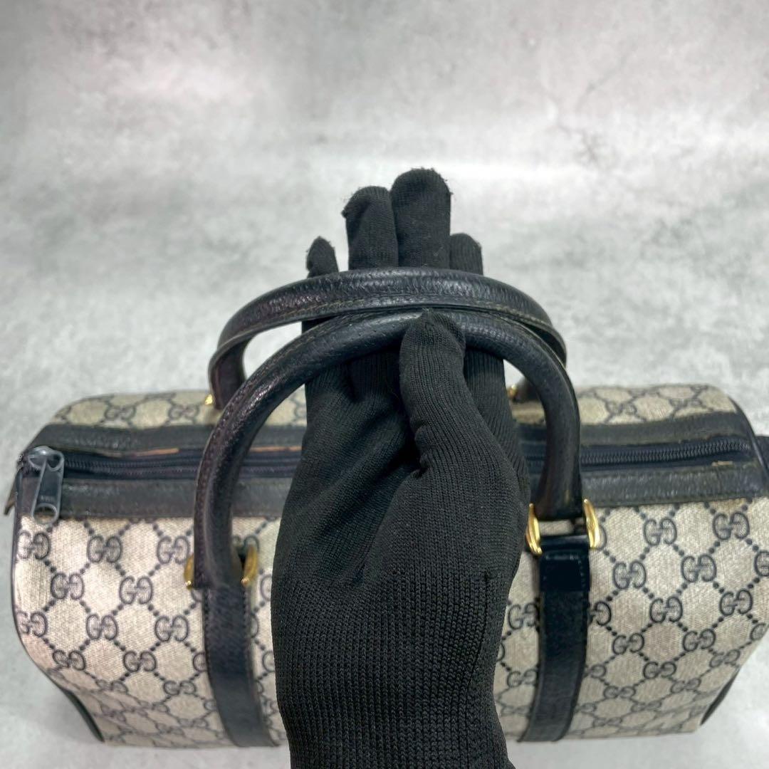 Gucci GG Sherry Line Boston Bag Navy Logo Leather — view 4