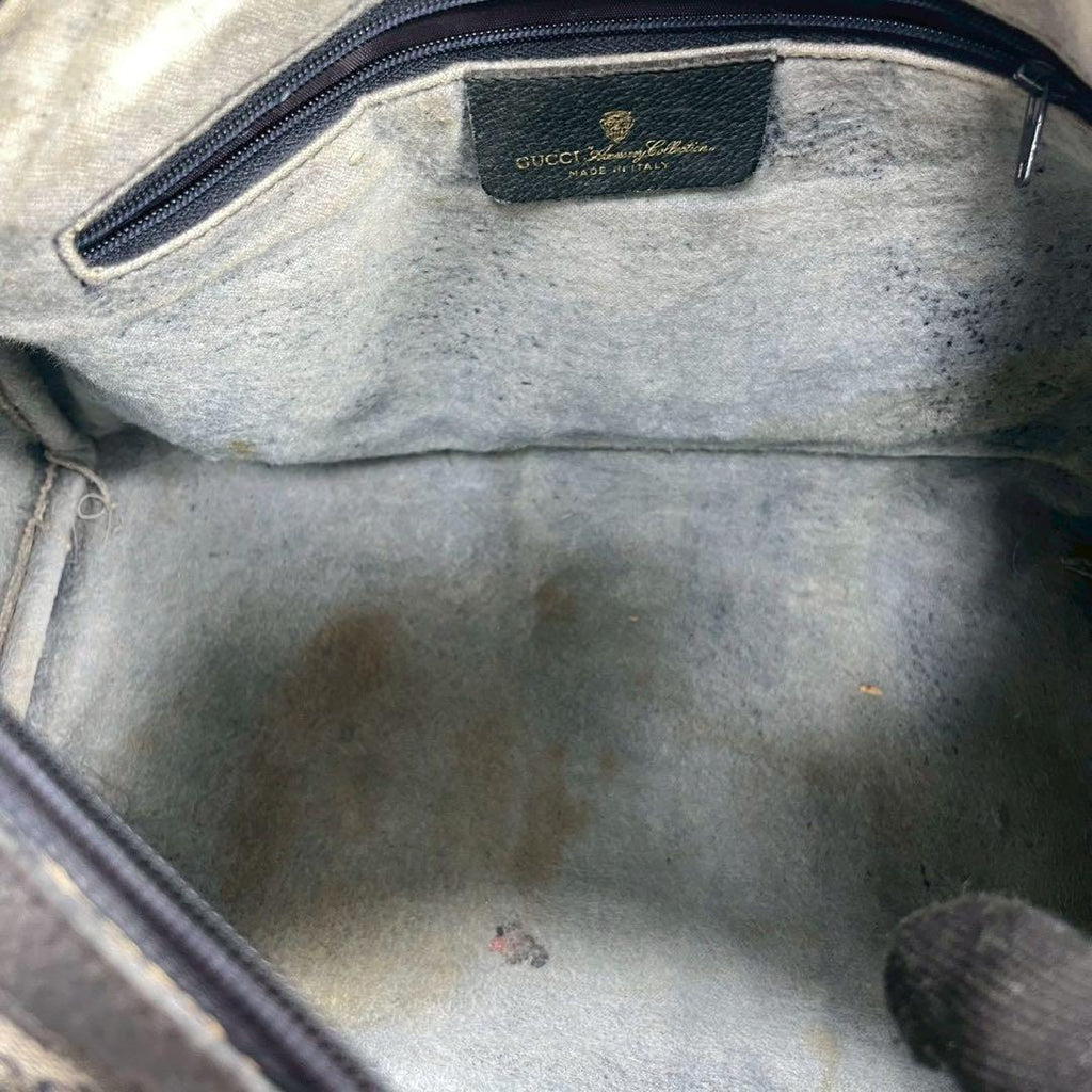 Gucci GG Sherry Line Boston Bag Navy Logo Leather — view 5