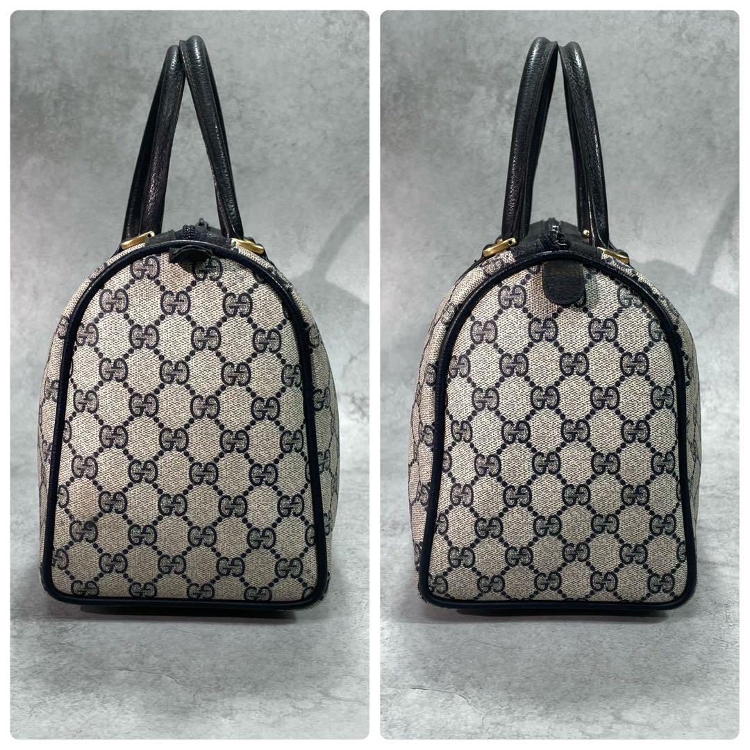 Gucci GG Sherry Line Boston Bag Navy Logo Leather — view 7