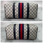 Gucci GG Sherry Line Boston Bag Navy Logo Leather — view 8