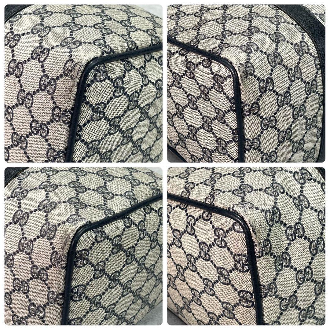 Gucci GG Sherry Line Boston Bag Navy Logo Leather — view 9