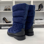 Chanel Coco Mark Suede Snow Boots Navy — view 5