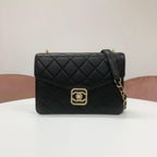 Chanel Quilted Turnlock CC Logo Chain Shoulder Bag