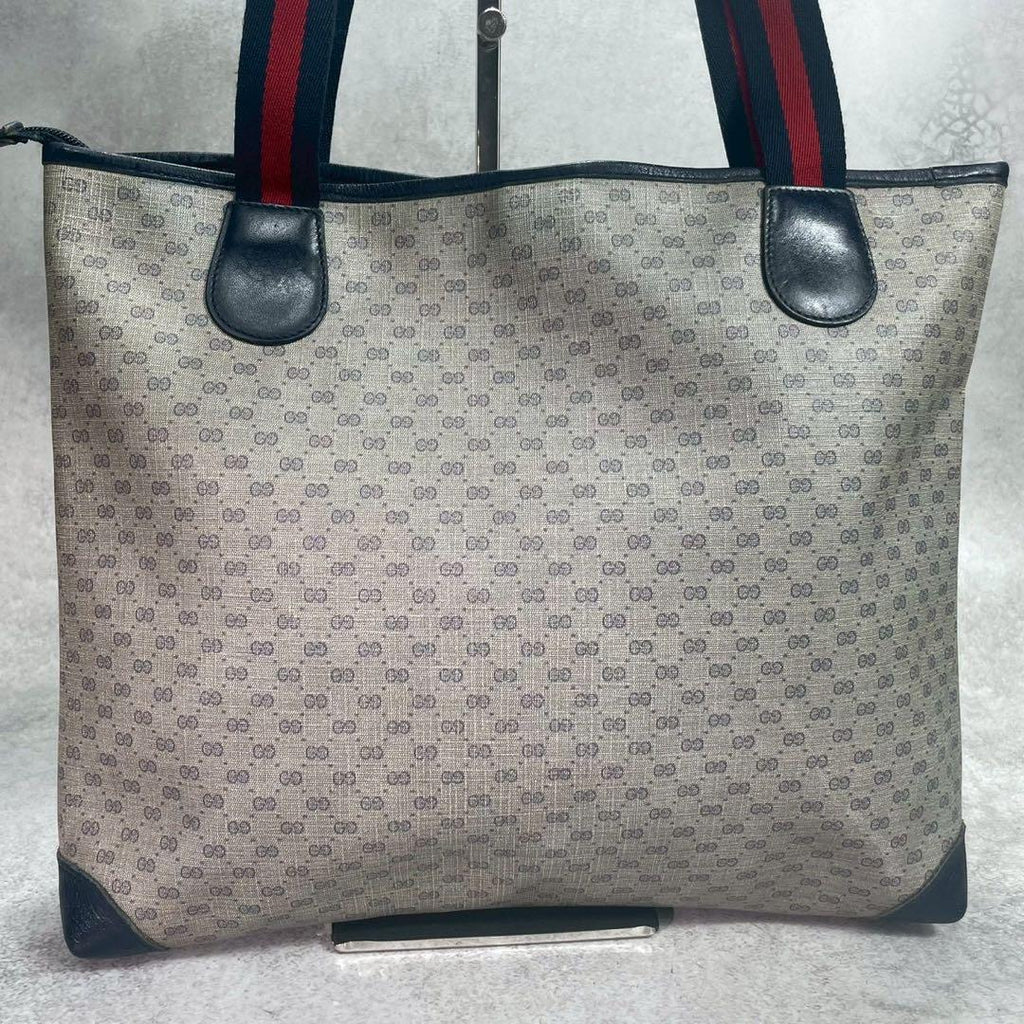 Gucci GG Sherry Line Tote Navy Leather Logo — view 3