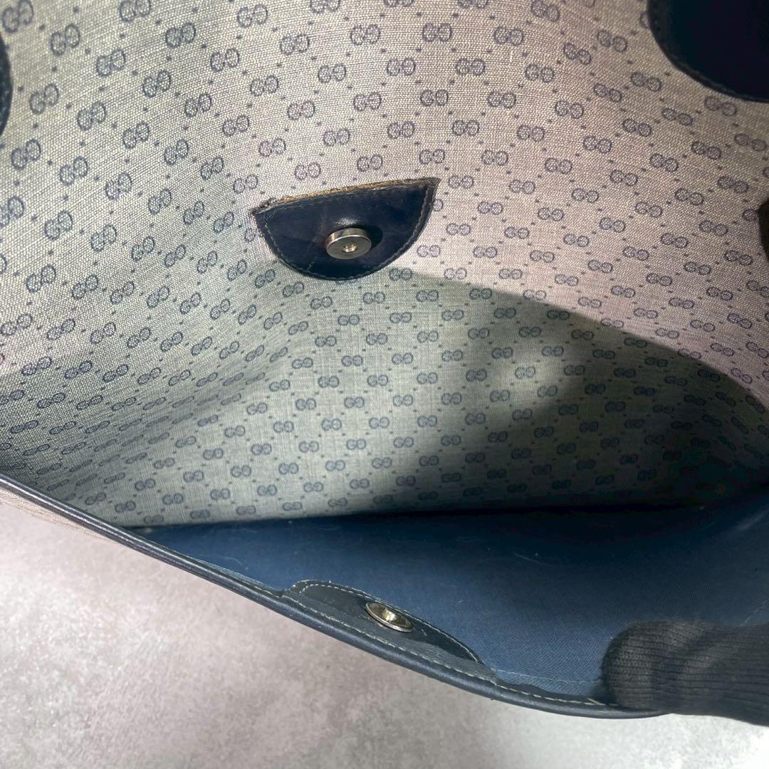 Gucci GG Sherry Line Tote Navy Leather Logo — view 6