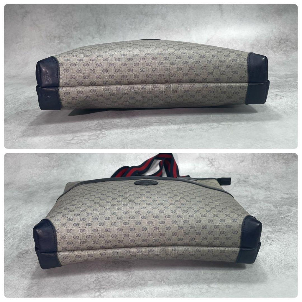 Gucci GG Sherry Line Tote Navy Leather Logo — view 8