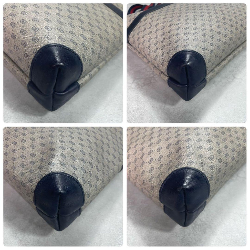 Gucci GG Sherry Line Tote Navy Leather Logo — view 9