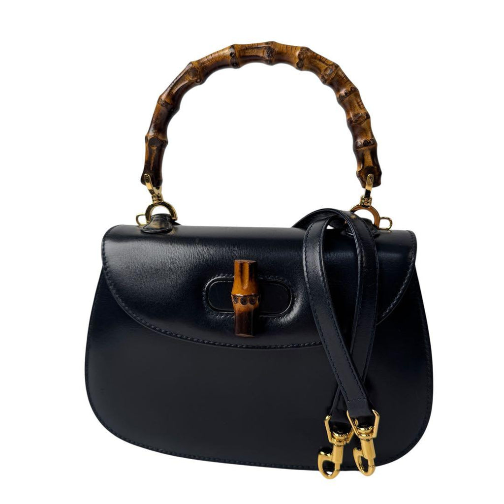 Gucci Vintage Bamboo 2-Way Mini Shoulder Bag Black