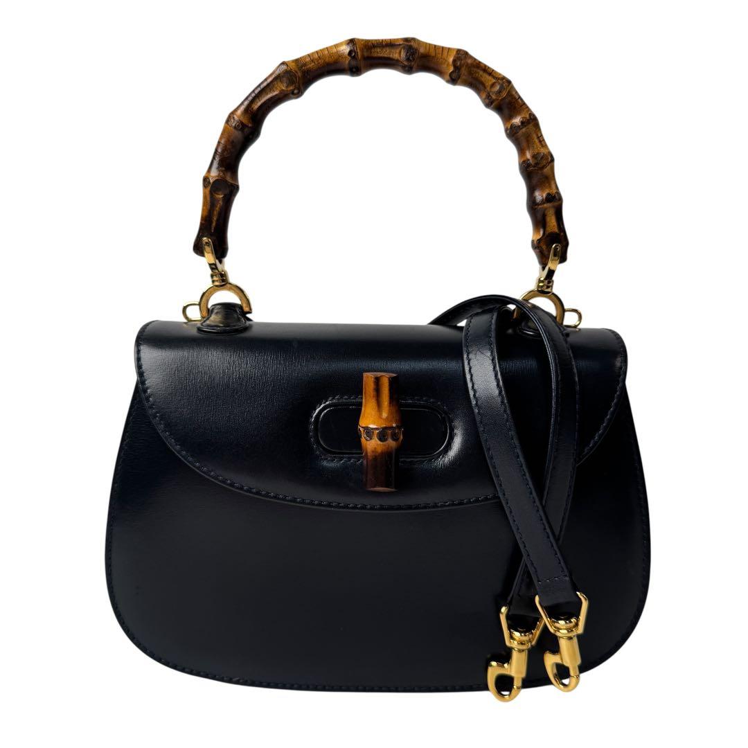 Gucci Vintage Bamboo 2-Way Mini Shoulder Bag Black — view 2