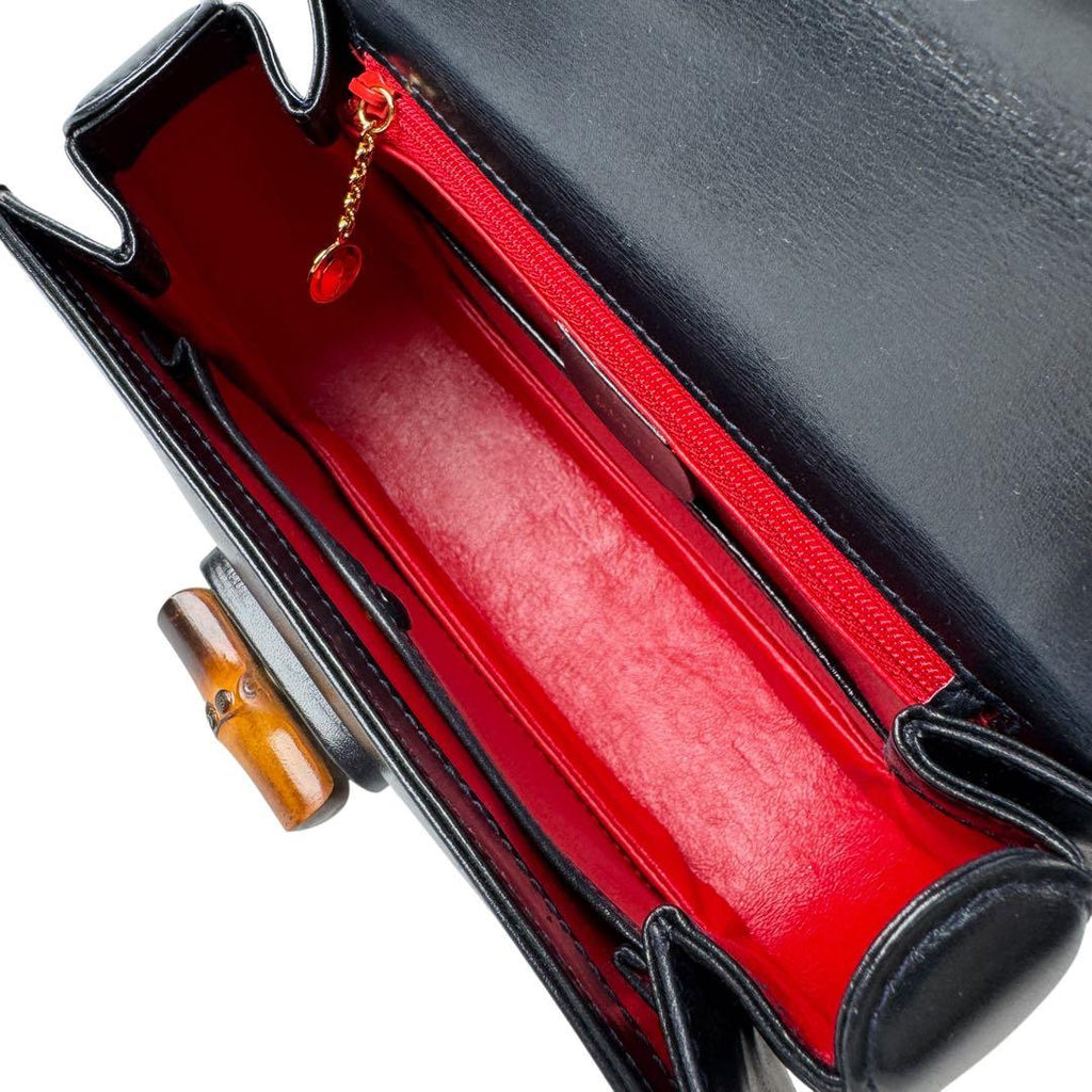 Gucci Vintage Bamboo 2-Way Mini Shoulder Bag Black — view 7