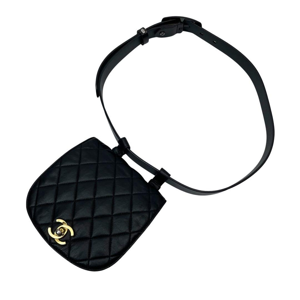 Chanel Quilted Lambskin CC Logo Waist Belt Bag